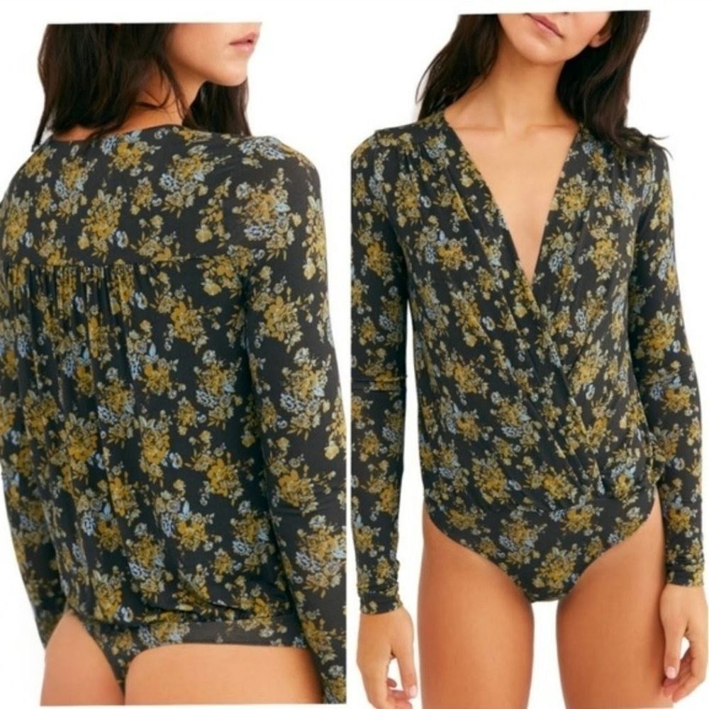 Free People Floral Long Sleeve Bodysuit